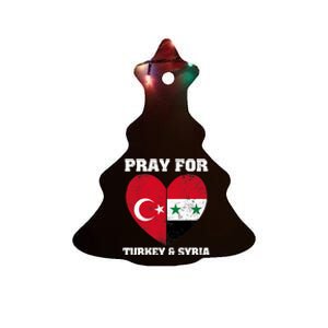 Pray For Turkey & Syria Flag Heart Turkey Syria Earthquake Ceramic Tree Ornament