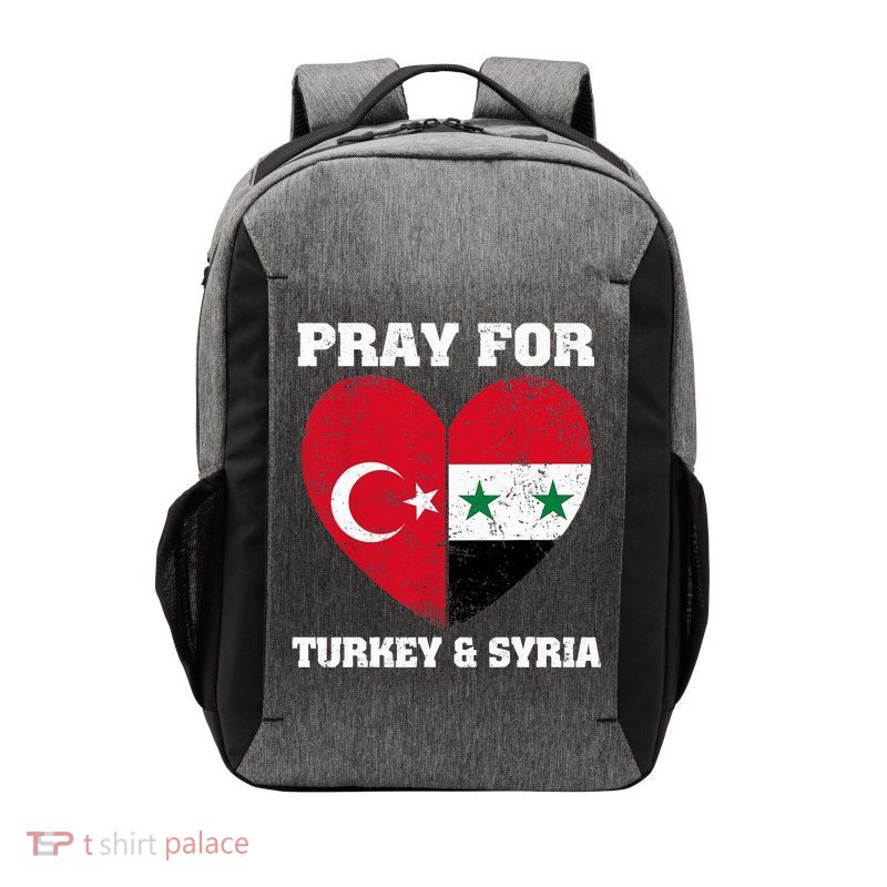Pray For Turkey & Syria Flag Heart Turkey Syria Earthquake Vector Backpack