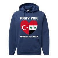 Pray For Turkey & Syria Flag Heart Turkey Syria Earthquake Performance Fleece Hoodie