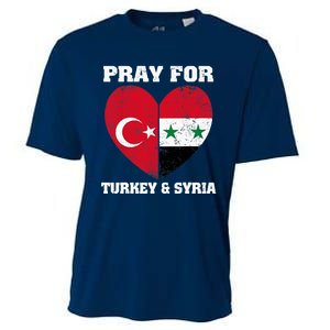 Pray For Turkey & Syria Flag Heart Turkey Syria Earthquake Cooling Performance Crew T-Shirt