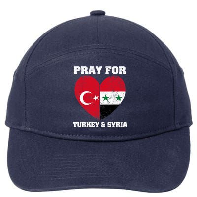 Pray For Turkey & Syria Flag Heart Turkey Syria Earthquake 7-Panel Snapback Hat