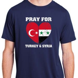 Pray For Turkey & Syria Flag Heart Turkey Syria Earthquake Adult ChromaSoft Performance T-Shirt