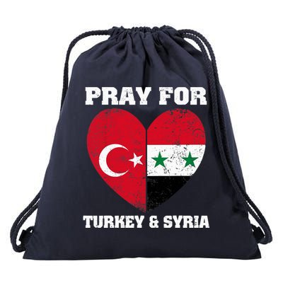 Pray For Turkey & Syria Flag Heart Turkey Syria Earthquake Drawstring Bag