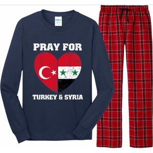 Pray For Turkey & Syria Flag Heart Turkey Syria Earthquake Long Sleeve Pajama Set