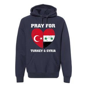 Pray For Turkey & Syria Flag Heart Turkey Syria Earthquake Premium Hoodie