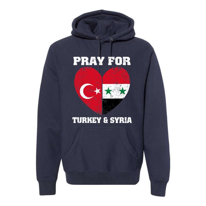 Pray For Turkey & Syria Flag Heart Turkey Syria Earthquake Premium Hoodie