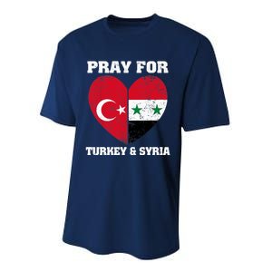 Pray For Turkey & Syria Flag Heart Turkey Syria Earthquake Performance Sprint T-Shirt