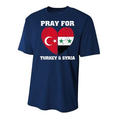 Pray For Turkey & Syria Flag Heart Turkey Syria Earthquake Youth Performance Sprint T-Shirt