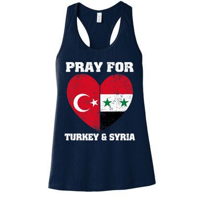 Pray For Turkey & Syria Flag Heart Turkey Syria Earthquake Womens Tank Top