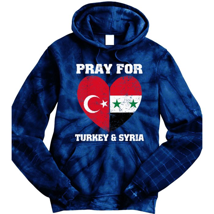 Pray For Turkey & Syria Flag Heart Turkey Syria Earthquake Tie Dye Hoodie