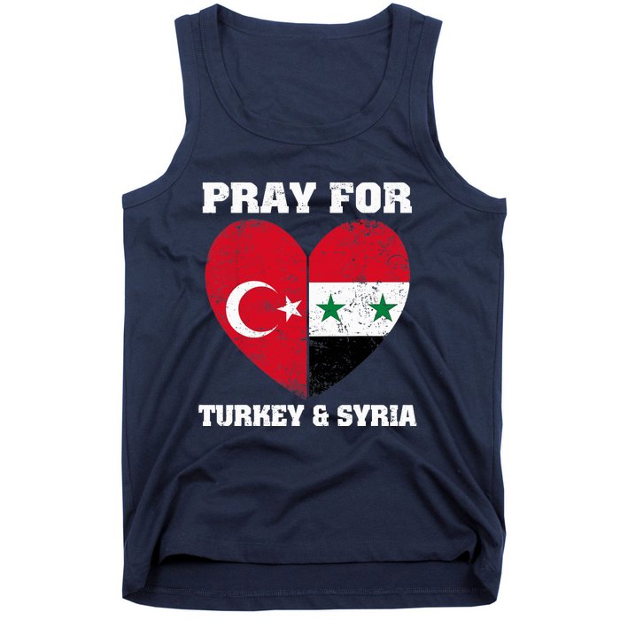 Pray For Turkey & Syria Flag Heart Turkey Syria Earthquake Tank Top