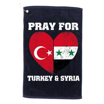 Pray For Turkey & Syria Flag Heart Turkey Syria Earthquake Golf Towel