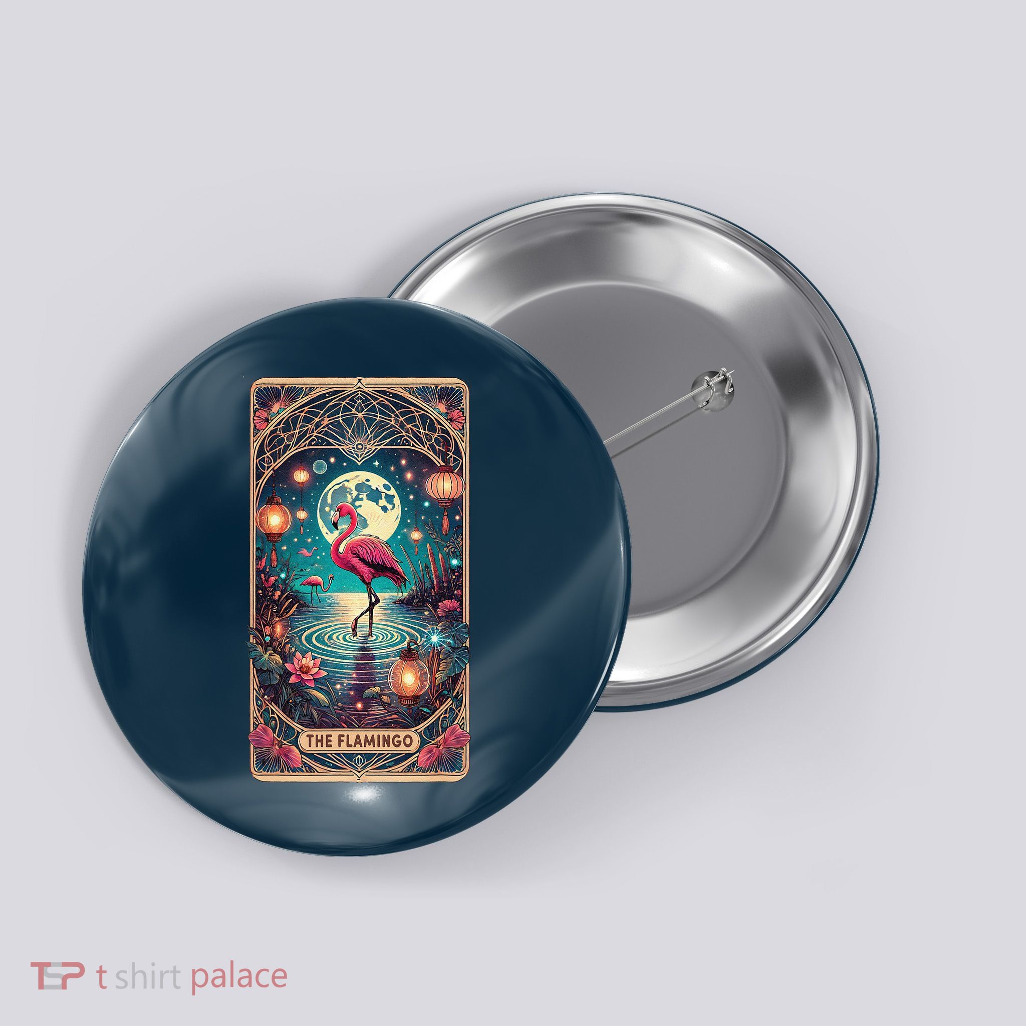 Pink Flamingo Tarot Card Flamingo For Man Woman Button