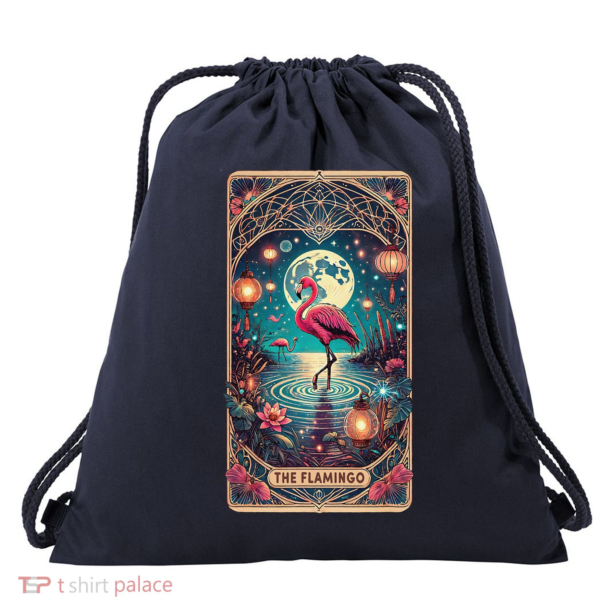 Pink Flamingo Tarot Card Flamingo For Man Woman Drawstring Bag