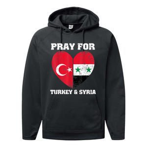 Pray For Turkey & Syria Flag Heart Turkey Syria Earthquake Performance Fleece Hoodie