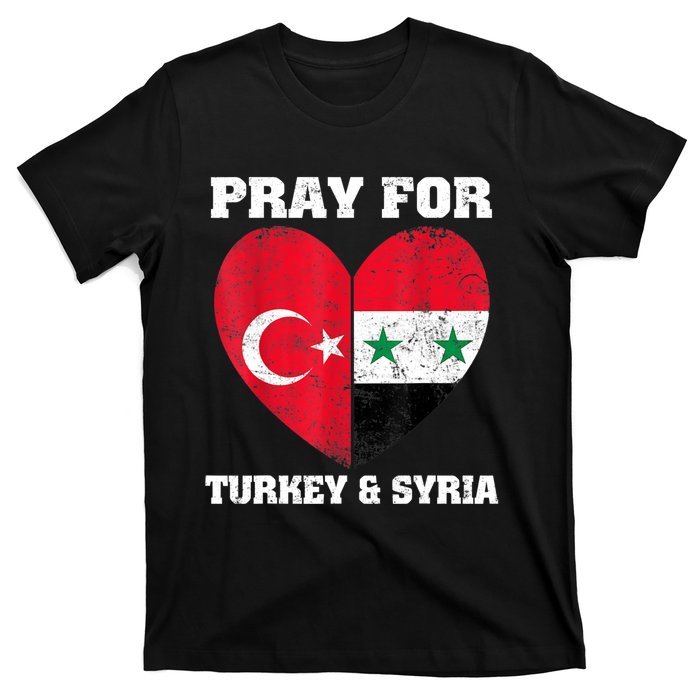 Pray For Turkey & Syria Flag Heart Turkey Syria Earthquake T-Shirt