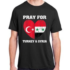 Pray For Turkey & Syria Flag Heart Turkey Syria Earthquake Adult ChromaSoft Performance T-Shirt