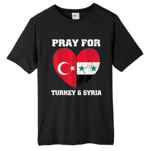 Pray For Turkey & Syria Flag Heart Turkey Syria Earthquake Tall Fusion ChromaSoft Performance T-Shirt