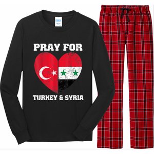 Pray For Turkey & Syria Flag Heart Turkey Syria Earthquake Long Sleeve Pajama Set