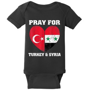 Pray For Turkey & Syria Flag Heart Turkey Syria Earthquake Baby Bodysuit