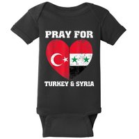 Pray For Turkey & Syria Flag Heart Turkey Syria Earthquake Baby Bodysuit