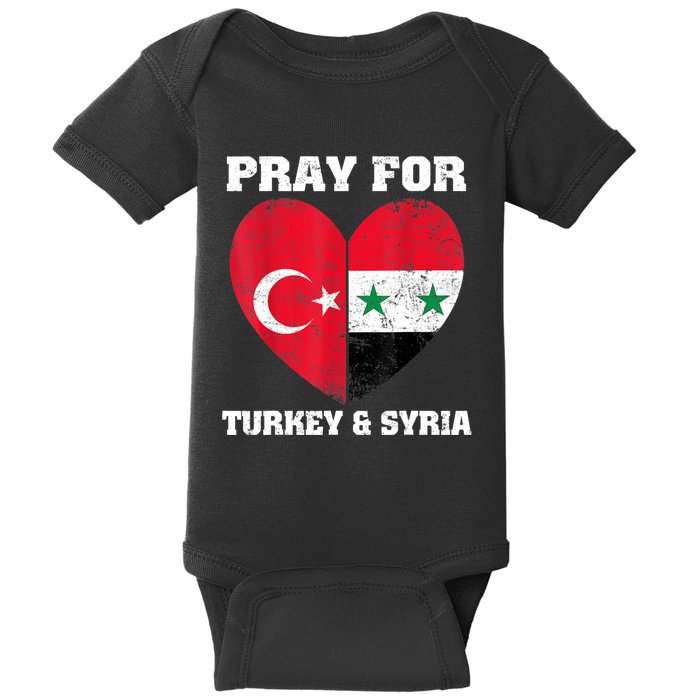 Pray For Turkey & Syria Flag Heart Turkey Syria Earthquake Baby Bodysuit