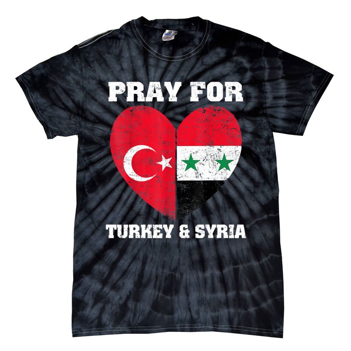 Pray For Turkey & Syria Flag Heart Turkey Syria Earthquake Tie-Dye T-Shirt