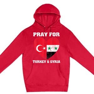 Pray For Turkey & Syria Flag Heart Turkey Syria Earthquake Premium Pullover Hoodie