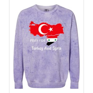 Pray For Turkey And Syria Flag Turkish Syrian Colorblast Crewneck Sweatshirt