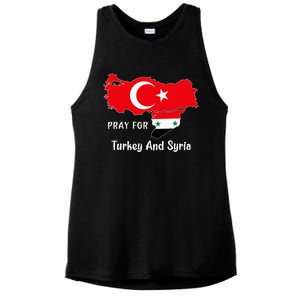 Pray For Turkey And Syria Flag Turkish Syrian Ladies PosiCharge Tri-Blend Wicking Tank