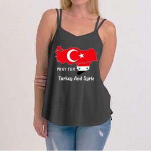 Pray For Turkey And Syria Flag Turkish Syrian Women's Strappy Tank