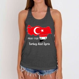 Pray For Turkey And Syria Flag Turkish Syrian Women's Knotted Racerback Tank