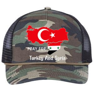 Pray For Turkey And Syria Flag Turkish Syrian Retro Rope Trucker Hat Cap