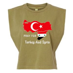 Pray For Turkey And Syria Flag Turkish Syrian Garment-Dyed Women's Muscle Tee