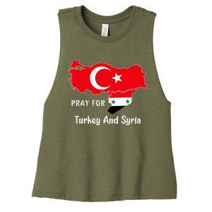 Pray For Turkey And Syria Flag Turkish Syrian Women's Racerback Cropped Tank