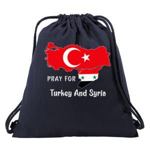 Pray For Turkey And Syria Flag Turkish Syrian Drawstring Bag