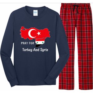 Pray For Turkey And Syria Flag Turkish Syrian Long Sleeve Pajama Set