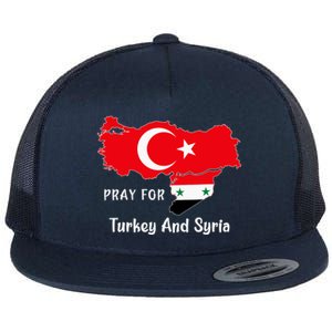 Pray For Turkey And Syria Flag Turkish Syrian Flat Bill Trucker Hat