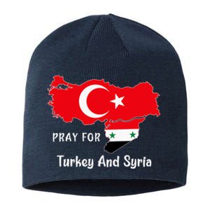 Pray For Turkey And Syria Flag Turkish Syrian Sustainable Beanie