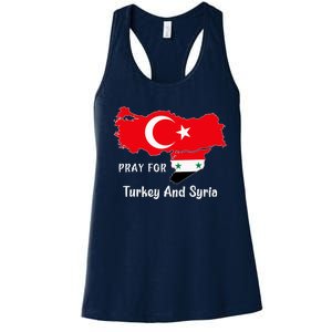 Pray For Turkey And Syria Flag Turkish Syrian Women's Racerback Tank