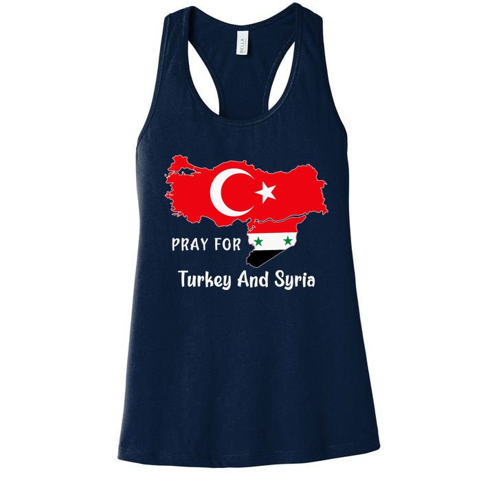 Pray For Turkey And Syria Flag Turkish Syrian Women's Racerback Tank