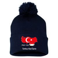 Pray For Turkey And Syria Flag Turkish Syrian Pom Pom 12in Knit Beanie