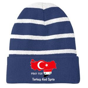 Pray For Turkey And Syria Flag Turkish Syrian Striped Beanie with Solid Band