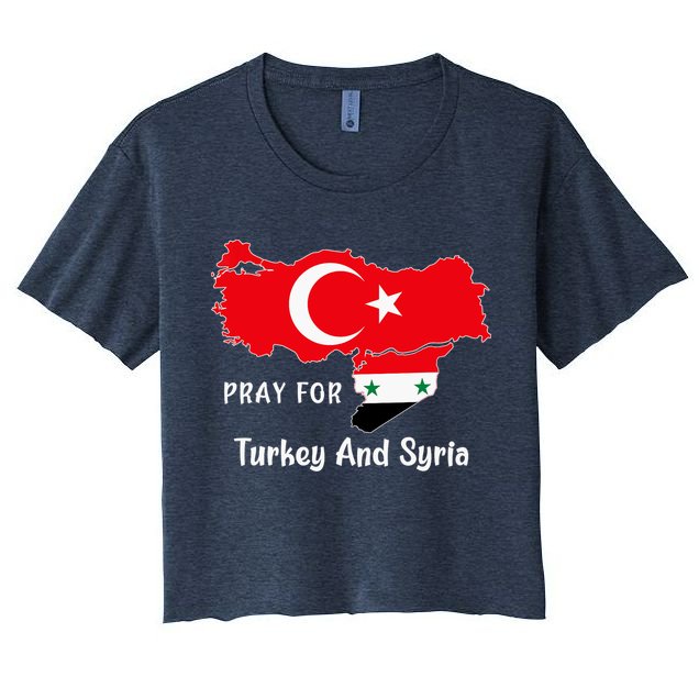 Pray For Turkey And Syria Flag Turkish Syrian Crop Top