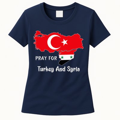 Pray For Turkey And Syria Flag Turkish Syrian Womens T-Shirt