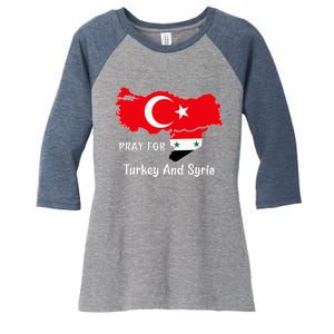 Pray For Turkey And Syria Flag Turkish Syrian Women's Tri-Blend 3/4-Sleeve Raglan Shirt