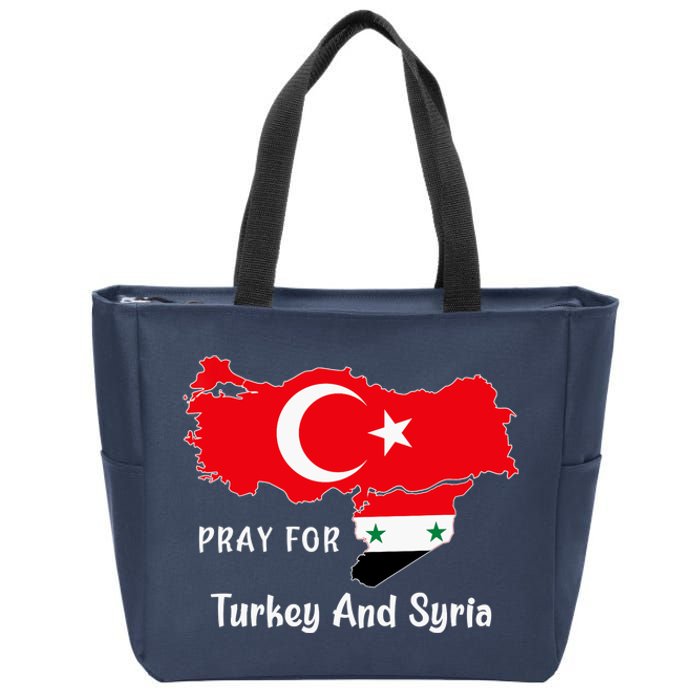 Pray For Turkey And Syria Flag Turkish Syrian Zip Tote Bag