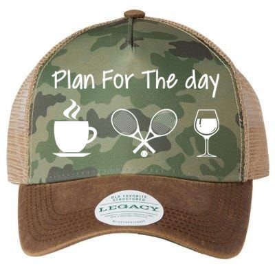 Plan For The Day Coffee Tennis And Wine Tennis Lover Gift Cool Gift Legacy Tie Dye Trucker Hat