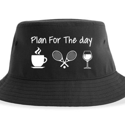 Plan For The Day Coffee Tennis And Wine Tennis Lover Gift Cool Gift Sustainable Bucket Hat