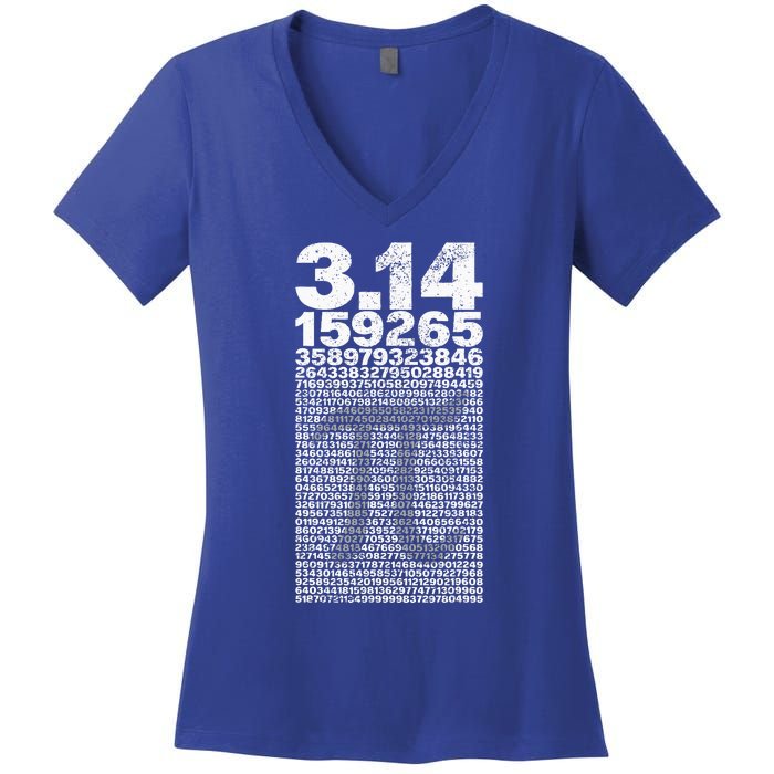 Pi for Teacher Vintage 3.14 Pi Digits Happy Pi Day Women's V-Neck T-Shirt